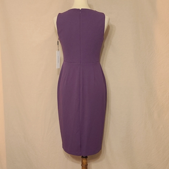 Calvin Klein Purple Gathered Cut-out Front Sleeveless Sheath Dress - Picture 4 of 10